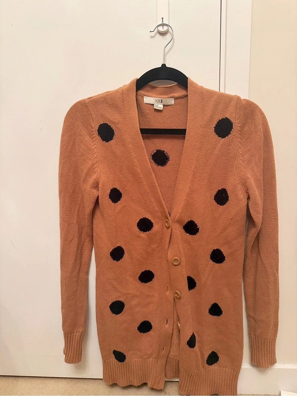 XXI forever 21 Polka Dot Cardigan in Brown & Black Size Medium